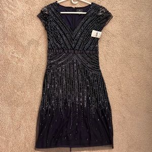 NAVY BLUE Adrianna Papell cap sleeve dress